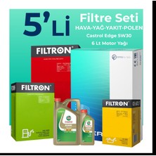 Filtron Toyota Rav 4 2.0 Dizel Filtre Bakım Seti Castrol Motor Yağlı (2012-2015) 5 Li