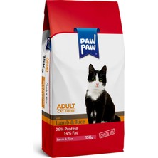 Pawpaw Kuzu Etli Yetişkin Kedi Maması 15 kg Ekonomik Mama Segmenti ile Lezzetli Beslenme