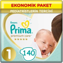 Prima Premium Care 1 Beden 140 Adet Yenidoğan Bebek Bezi Bantlı 2 - 5 kg Ekstra Yumuşak