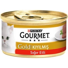 Gourmet Gold Premium Kıyılmış Sığır Etli Mama 85 gr 12 Adet Lezzetli Tat