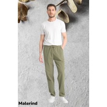 Malerind Beli Lastikli Keten Eşofman Altı Ince Kumaş Yazlık Hambez (Haki)