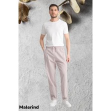 Malerind Beli Lastikli Keten Eşofman Altı Ince Kumaş Yazlık Hambez (Toprak)