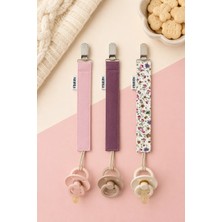 Karamila Bebek Emzik Tutacağı %100 Pamuk Poplin Kumaş Pembe Emzik Askısı 2,5 cmx27 cm