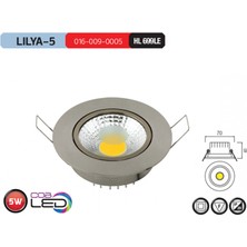 Horoz Lilya-5 5W LED Downlight Gri Renk 6400K Beyaz Işık Yüksek Işık Verimi Modern Tasarım