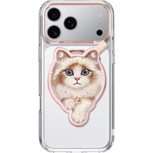 Nimmy 3D Nakışlı Kedi | iPhone 18 Pro Max Uyumlu Magsafe Özellikli Tasarım Standlı Kılıf