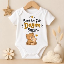 Igigi Collection Igıgı Beni En Çok Dayım Sever Baskılı %100 Pamuk Unisex Bebek Zıbın