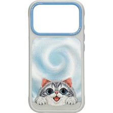 Nimmy Big Eyes iPhone 18 Pro Max Uyumlu 3D Kılıf Gerçek Nakış Işlemeli, Magsafe Kedi Desenli