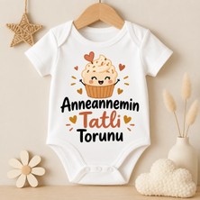 Igigi Collection Igıgı Anneannemin Tatlı Torunu Baskılı %100 Pamuk Unisex Bebek Zıbın