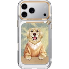 Nimmy 3D Nakışlı iPhone 18 Pro Max Uyumlu Magsafe Köpek Tasarım, Standlı ve Kartlıklı Kılıf