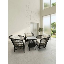 1+1+1 Lidya Rattan Balkon ve Bahçe Takımı 2 Adet Puf Hediyeli