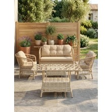 Horızon 2+1+1 Rattan Balkon ve Bahçe Takımı Puf Hediyeli