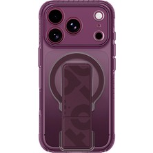 iPhone 18 Pro Max Kılıf M-Safe Özellikli Standlı Amazingthing Titan Pro Grip Stand Serisi Kapak Mor