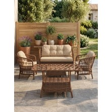 Horızon 2+1+1 Rattan Balkon ve Bahçe Takımı Puf Hediyeli