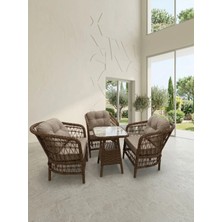 1+1+1 Lidya Rattan Balkon ve Bahçe Takımı 2 Adet Puf Hediyeli