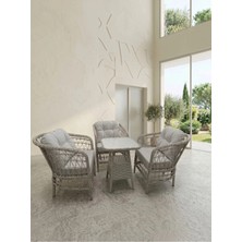 1+1+1 Lidya Rattan Balkon ve Bahçe Takımı 2 Adet Puf Hediyeli