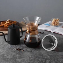 Epinox 3'lü V60 Kahve Demleme Seti 600ML(SIYAH) Çelik Filtre