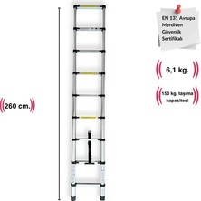 Camp Power Teleskopik Merdiven Alüminyum 9 Basamaklı 2,6 mt  Yatek Karavan