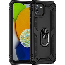 Metemix Newface  Galaxy A03 Kılıf Sofya Yüzüklü Silikon Kapak - Siyah