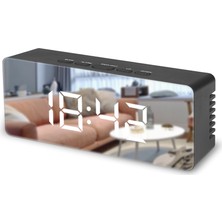 Gplus W561 Çift Alarm Dijital Göstergeli Çok Fonksiyonlu Sese Duyarlı Aynalı Masa Saati