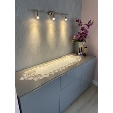 Valora Concept Fransız Dantelli Gelincik Model Keten Gardenya Uzun Runner