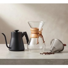 Epinox 3'lü V60 Kahve Demleme Seti 800ML(SIYAH) Çelik Filtre
