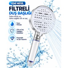 Etorva Store Filtreli 6 Sprey Modlu Duş Başlığı Büyük Panel Beyaz Çok Fonksiyonlu