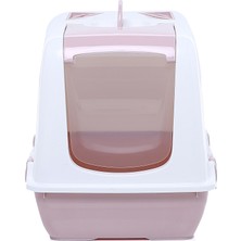 Milo Kapalı Kedi Tuvaleti Pudra Pembe Koku Filtresi ile Ergonomik Tasarım 37 x 50 x 39,5 cm