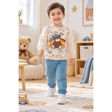 Tucan Kids Erkek Çocuk Eşofman Takımı Ayıcık Baskılı Sweatshirt Jogger Alt 2’li Takım