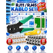 RJ45 RJ11 Ağ Kablolama Seti Sıkma Pensesi Test Cihazı Soyma Aparatı 20 Adet RJ45 Konnektör 20 Adet Kover