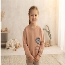 Erca Home Tekstil Ürünleri %100 Pamuklu  Kız Çocuk Sweat 7Y,8Y,9Y,10Y,11Y Kız Pudra