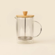 Bambum Azir Çift Cidarlı French Press - Şeffaf / Açık Kahverengi - 800 ml