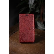 Eonaks Tecno Spark 40 4g Uyumlu Desenli Hakiki Deri Cüzdanlı Kapaklı Kaliteli Lüks Cüzdan Kılıf