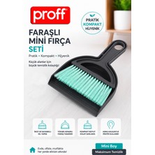 proff Mini Faraş ve Fırça Takımı Araç Içi Ofis ve Tezgah Üstü Temizlik Seti 22 cm