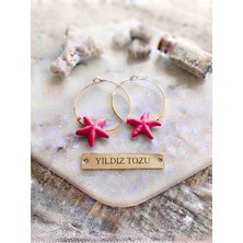 Yıldız Tozu Pembe Denizyıldızı Halka Küpe