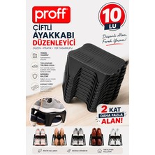 proff 10'lu Ayakkabı Düzenleyici Siyah Rampa Dolap Içi Yer Tasarruflu Çiftli Ayakkabılık Organizer