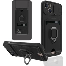 Halkhouse Iphone 14 Plus Kılıf Kamera Korumalı Kartlıklı Stand Yüzük Destekli Esnek Silikon Zuma Kapak