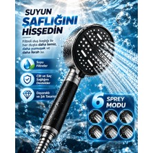 Astraltech 6 Sprey Modlu Filtreli Duş Başlığı Büyük Su Paneli Silikon Nozullu Modern Tasarım