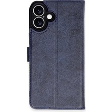 Halkhouse Iphone 16 Plus Kılıf Suni Deri Görünümlü Kartlıklı Standlı Cüzdan Deluxe Kapak