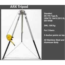Bolsafe Tripod Arx ve Arx Kurtarma Vinci 20 mt / 3 Ayaklı Alüminyum / Arama-Kurtarma Kapalı Alan Çalışma / En 795 Standart