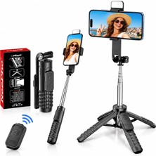 CoverZone Selfie Çubuğu Tripod Bluetooth Kumandalı 85 cm Uzayan Telefon Tutucu 3'ü 1 Arada NP-L8S (HSN)
