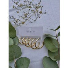 GREENSEA Üçlü Set Pirinç Gold Kaplama Halka Küpe 12 mm - 15 mm - 18 mm