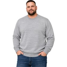 Battal Moda Erkek Büyük Beden Gri Bisiklet Yaka Kazak Xl-2xl-3xl-4xl