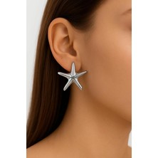 İlraysa Gümüş Renkli Denizyıldızı Model Metal Küpe