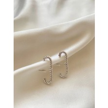 İlraysa Kıvrımlı Cuff Gümüş Renk Küpe