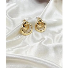 Gizemli Aksesuar Kadın Gold Renk Düğüm Model Tasarım Küpe