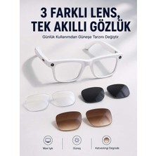 Yapay Zeka Destekli Akıllı Gözlük Dahili Kameralı Bluetooth Müzik ve Arama Özellikli Ses Kontrollü Değiştirilebilir Lensli