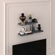 Asra Trend Modern 2'li Uçan Raf Çok Amaçlı Duvar Rafı Organizer %100 MDF Kitaplık Mutfak Banyo Rafı DRF03