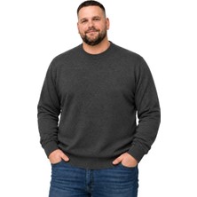 Battal Moda Erkek Büyük Beden Antrasit Bisiklet Yaka Kazak Xl-2xl-3xl-4xl
