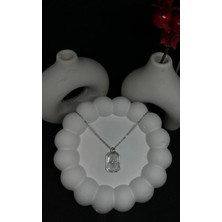 Karflake Silver Kaplama Mineli Plaka Kuzey Yıldızı ve Çelik Ince Zincirli Çelik Kadın