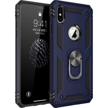 Efnaz Style Apple iPhone Xs Max Kılıf Sofya Yüzüklü Silikon Kapak - Lacivert